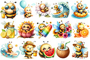 Watercolor Summer Cute Bee Clipart, an Illustration by Sublimation Artist (Thumbnail 2 of 6)