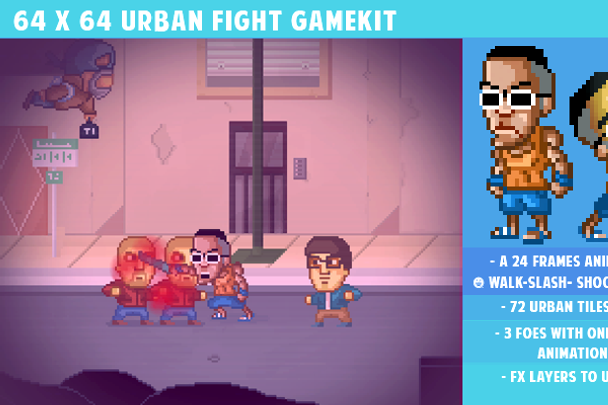 64x64 Urban Fight gamepack, an Illustration by Fassous game assets (Photo 1 of 3)