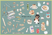 Pasta & Pancake-Watercolor Clipart, an Illustration by VianneArt (Thumbnail 2 of 4)