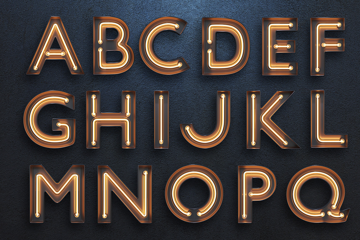 Neon Light alphabet, an Object Graphic by S_design (Photo 2 of 7)
