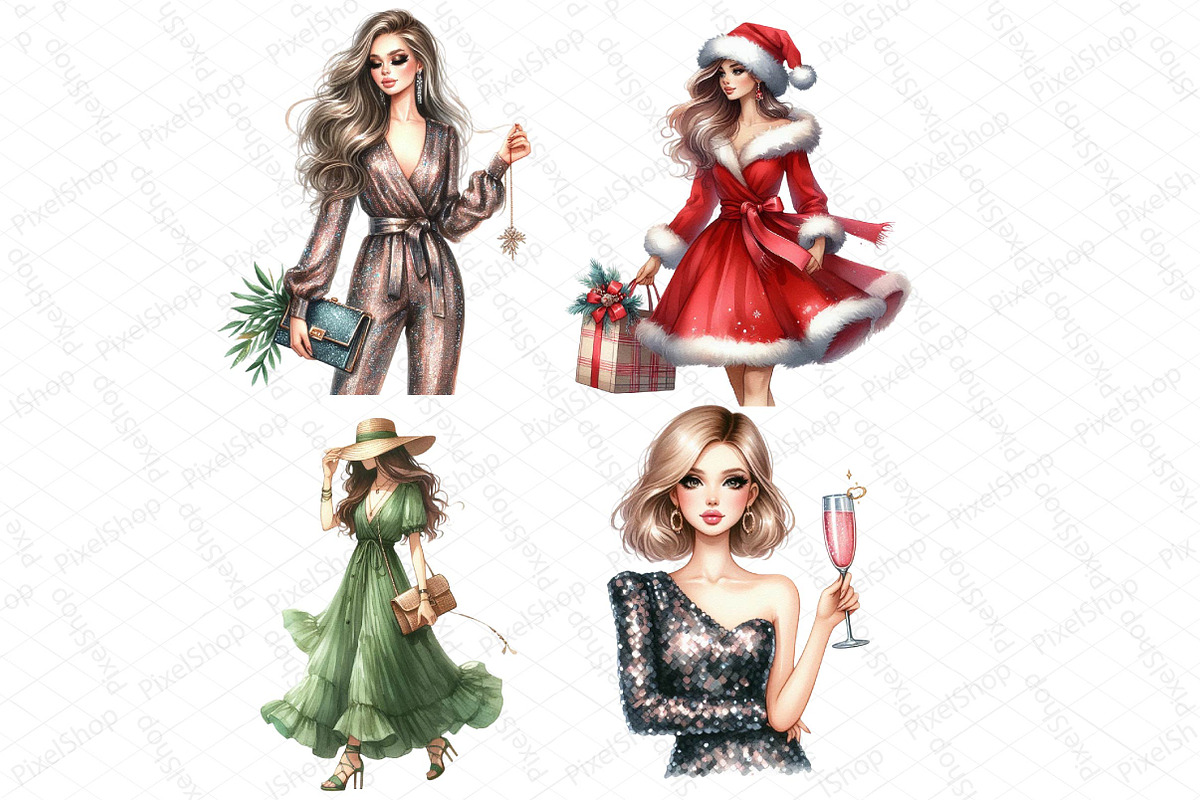 Christmas Fashion Girl Clipart, an Illustration by DreamPrint404 (Photo 3 of 4)