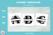 Alphabet Split Monogram SVG, a Decorative Illustration by Karen J (Thumbnail 1 of 2)