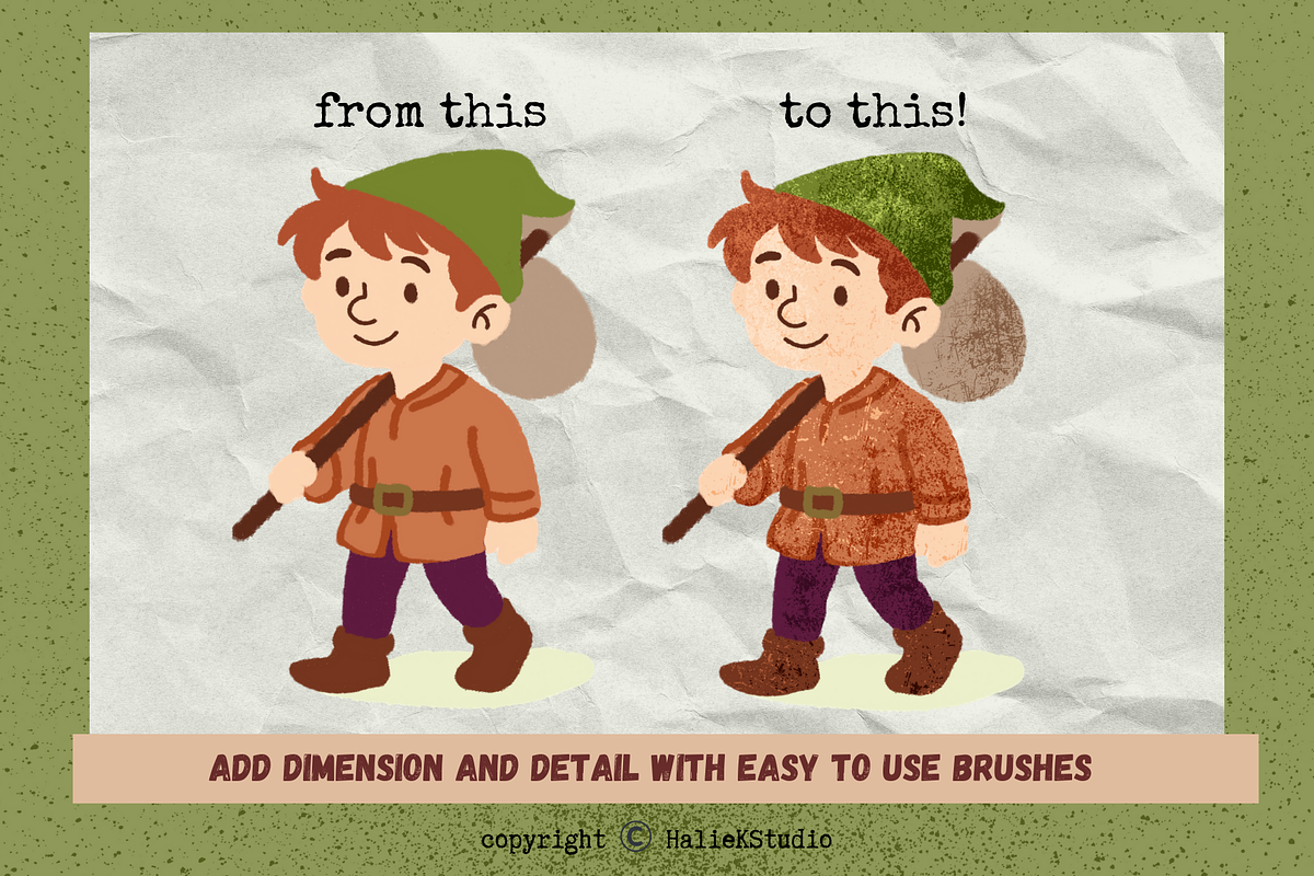 Seamless Grain Procreate Brushes, a Brush Add-On by HalieKStudio (Photo 9 of 9)