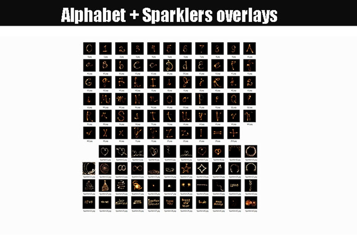 100 Sparklers alphabet photo overlay, a Brushes & More by OverlayBox (Photo 3 of 4)