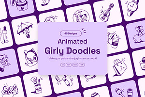Animated Girly Doodles, an Outline Icon by Vectors Market