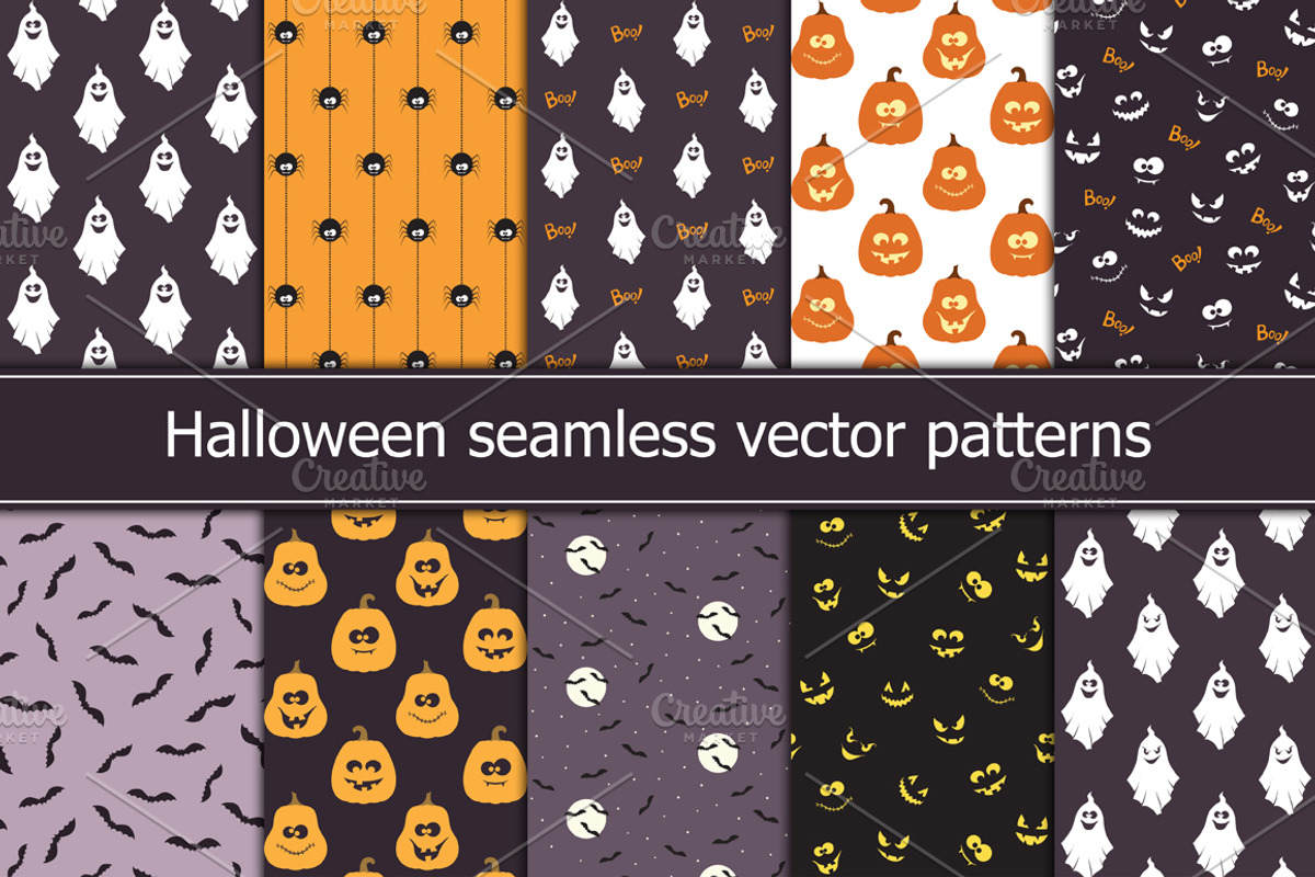 10 Halloween seamless patterns, a Pattern Graphic by InkySplash