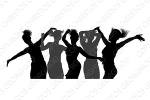 Dancing Women Silhouettes Crowd, a Person Illustration by Christos Georghiou