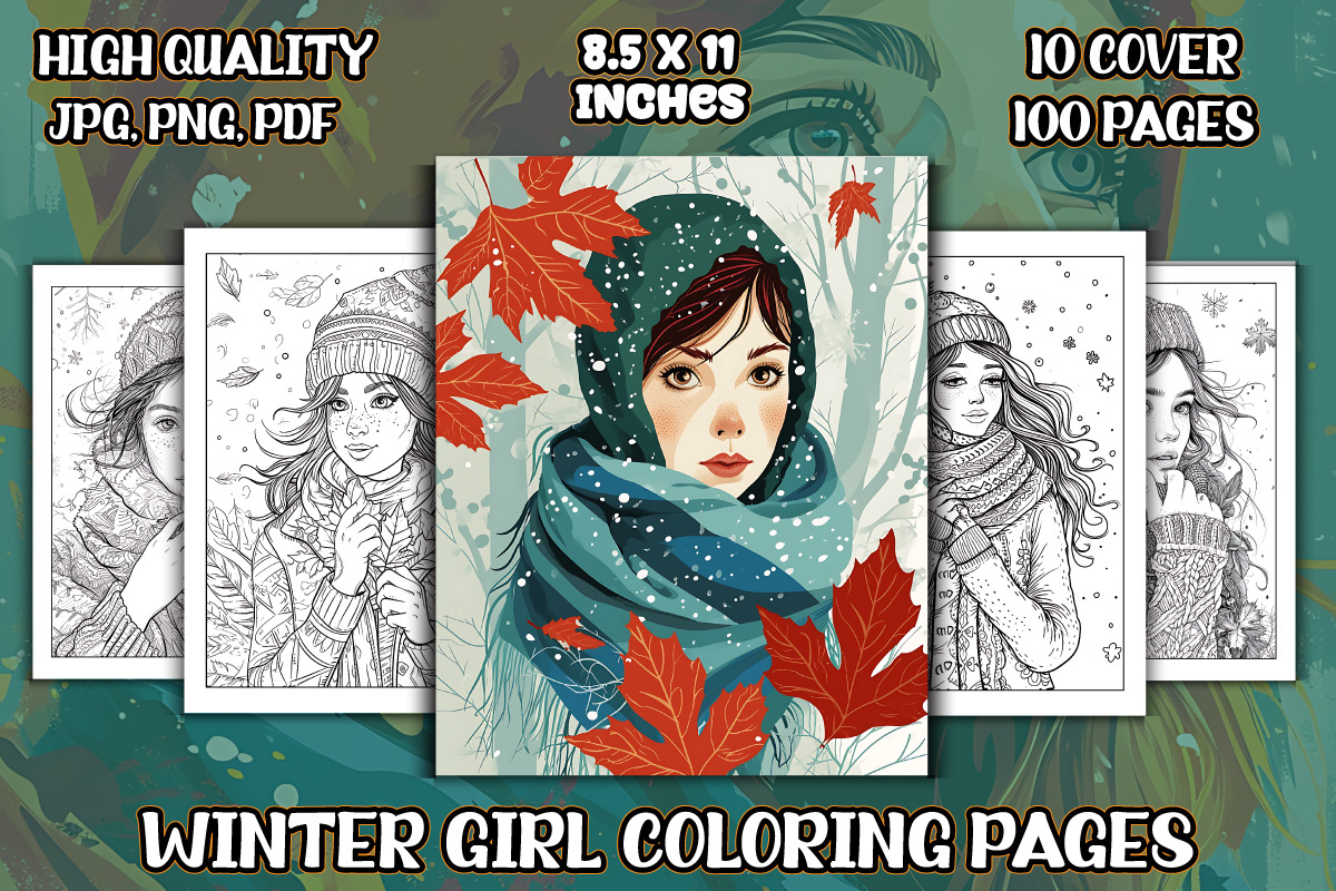 Winter Girl Coloring Pages for Adult, an Object Graphic by ...