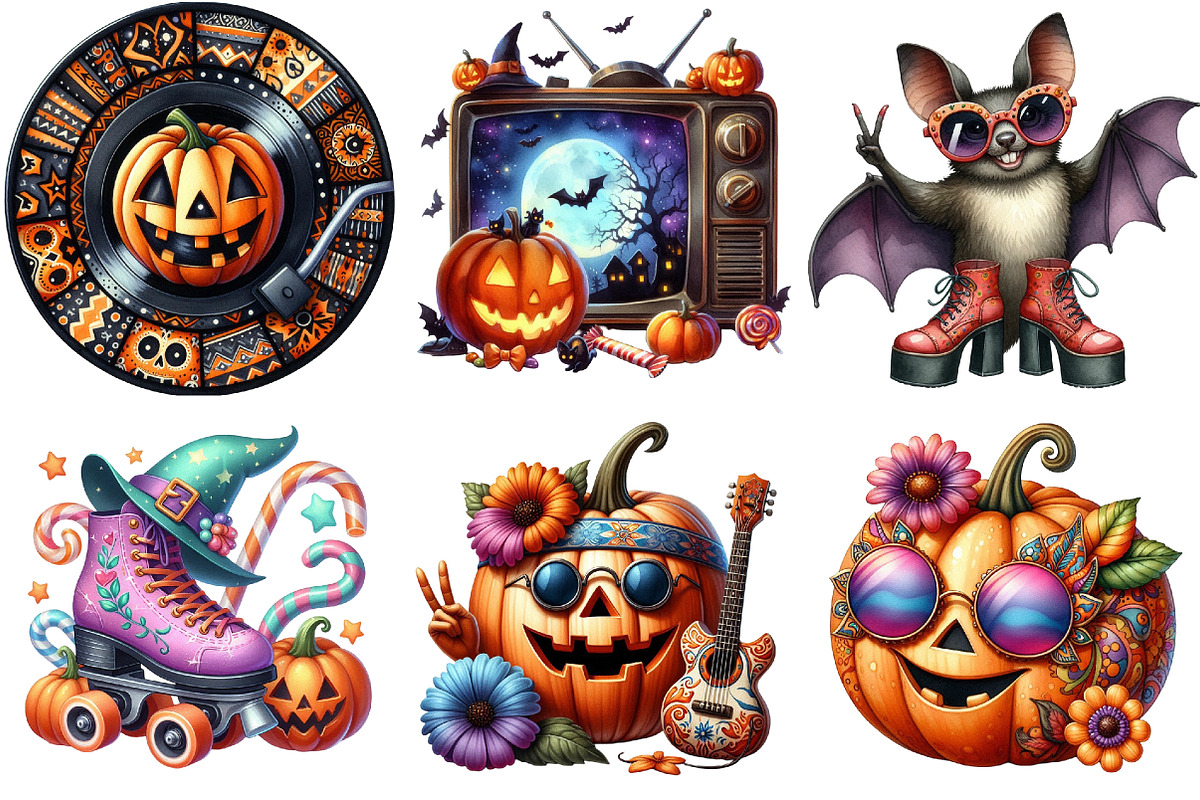 Groovy Halloween Day Clipart, an Illustration by Pixels.Craft (Photo 6 of 7)