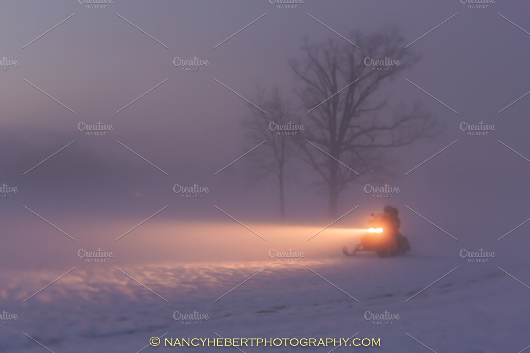 01 Snowmobilers at dusk, a Sports & Recreation Photo by Nancy Hebert Photography