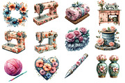 Floral Sewing Sublimation Clipart, an Illustration by Designworld (Thumbnail 4 of 5)