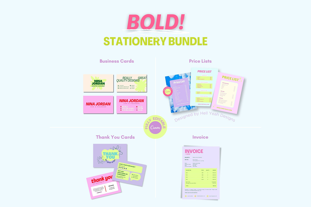 BOLD! Stationery Template Bundle, a Stationery Template by Hell Yeah Designs (Photo 8 of 8)