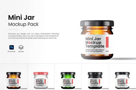 Mini Glass Jar Mockup Pack, a Cups & Container Mockup by Designer Dude
