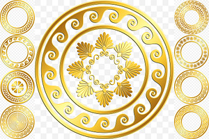 Set Golden round Greek ornament, a Pattern Graphic by kavalenkava