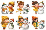Christmas Girl with Snowman PNG, an Illustration by Craft Nest (Thumbnail 4 of 11)