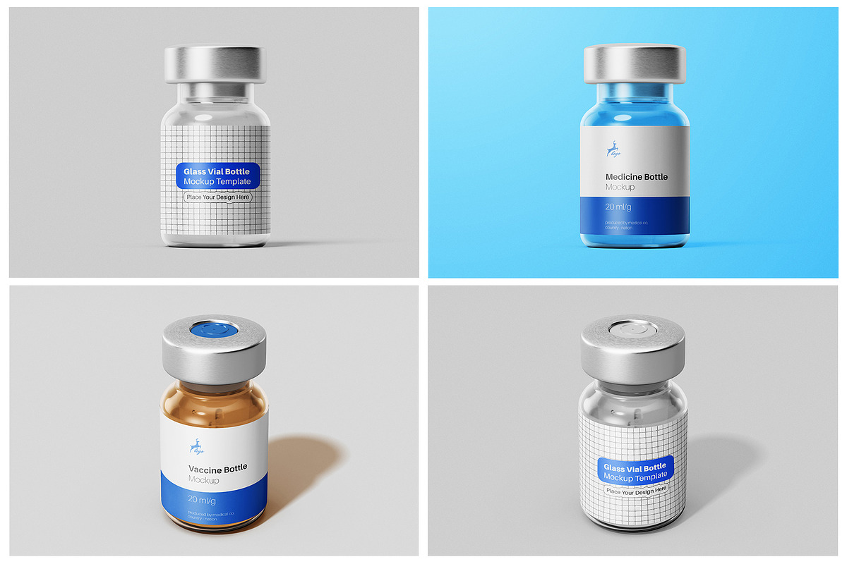 Vaccine Glass Vial Bottle Mockup Set, a Packaging Mockup by Remnand Studio (Photo 7 of 9)