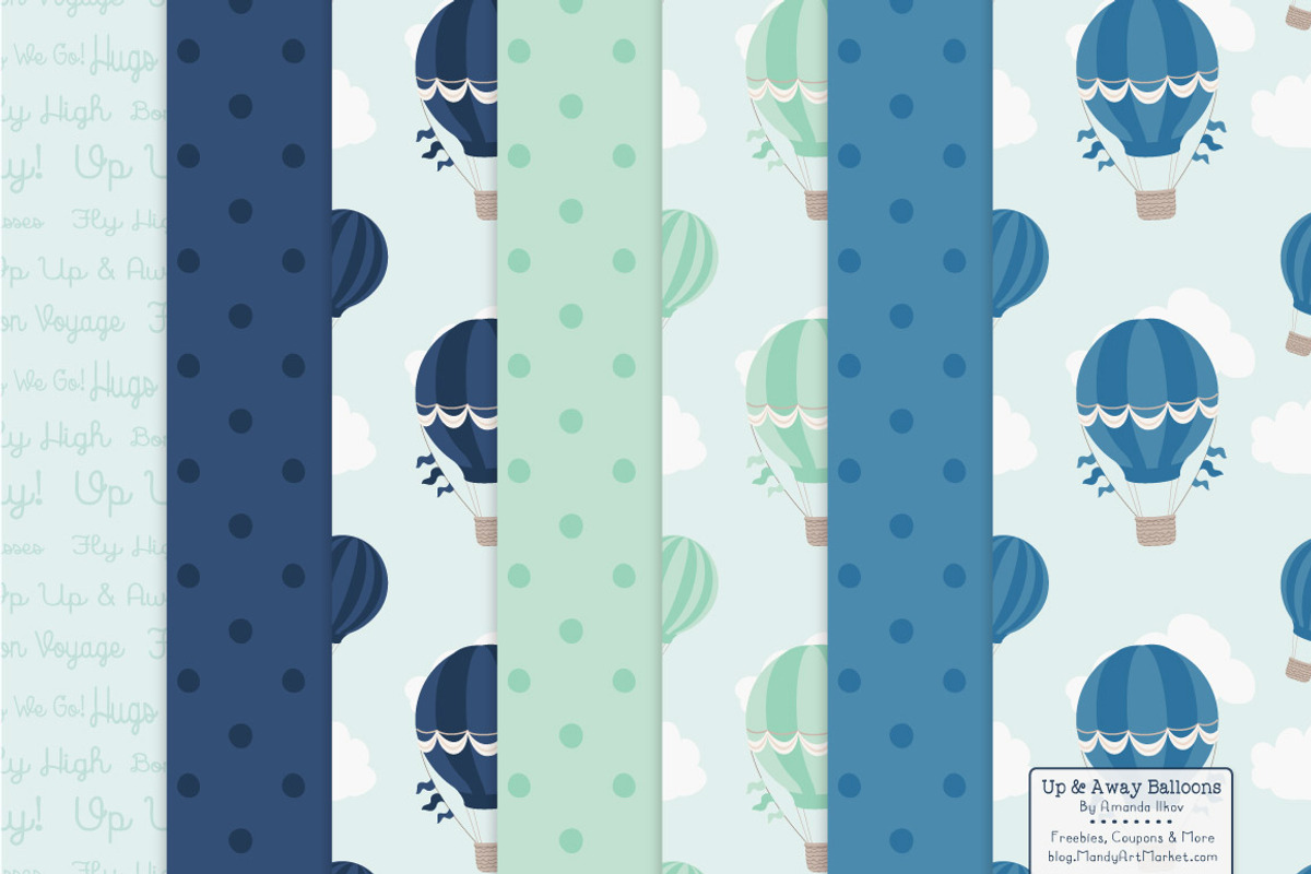 Navy & Mint Hot Air Balloons, an Illustration by Amanda Ilkov (Photo 5 of 5)