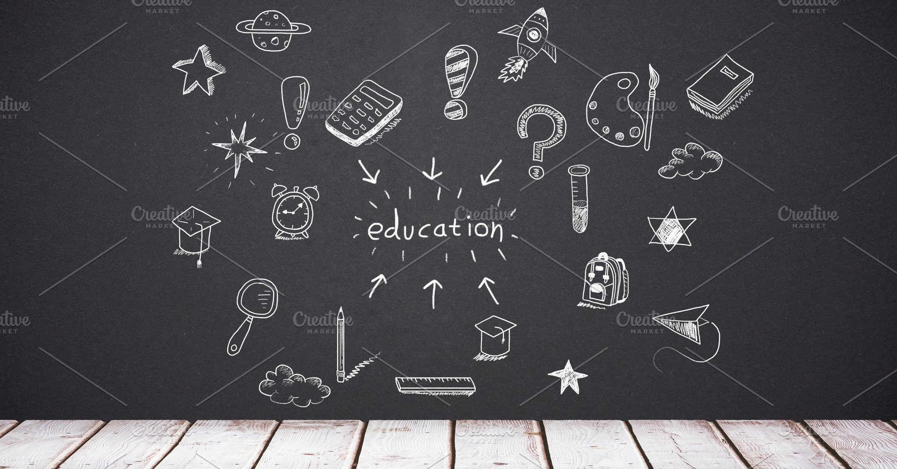 Education drawing on blackboard, a Background Photo by wavebreak