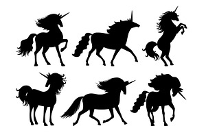 Unicorn Silhouettes. Vector Unicorns