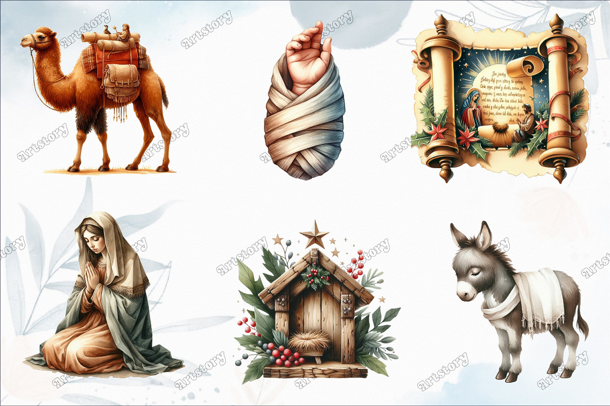 Cute Christmas Nativity Clipart Bund, a Graphic by designcity5 (Photo 3 of 5)