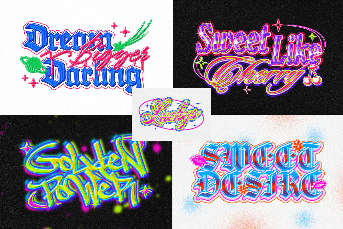 Y2K Airbrush Text Effects, a Layer Style Add-On by Matsero (Photo 3 of 4)