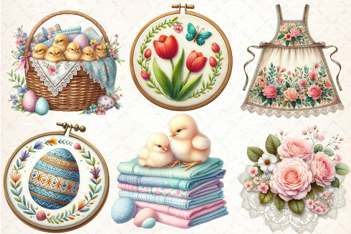 Spring & Easter Sewing Clipart, an Illustration by DreamCafeArt (Photo 2 of 5)