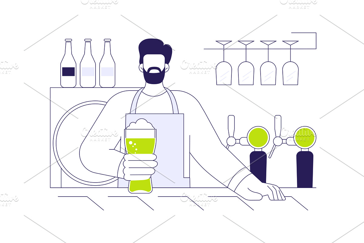 Draft beer isolated cartoon vector, a Person Illustration by Visual Generation