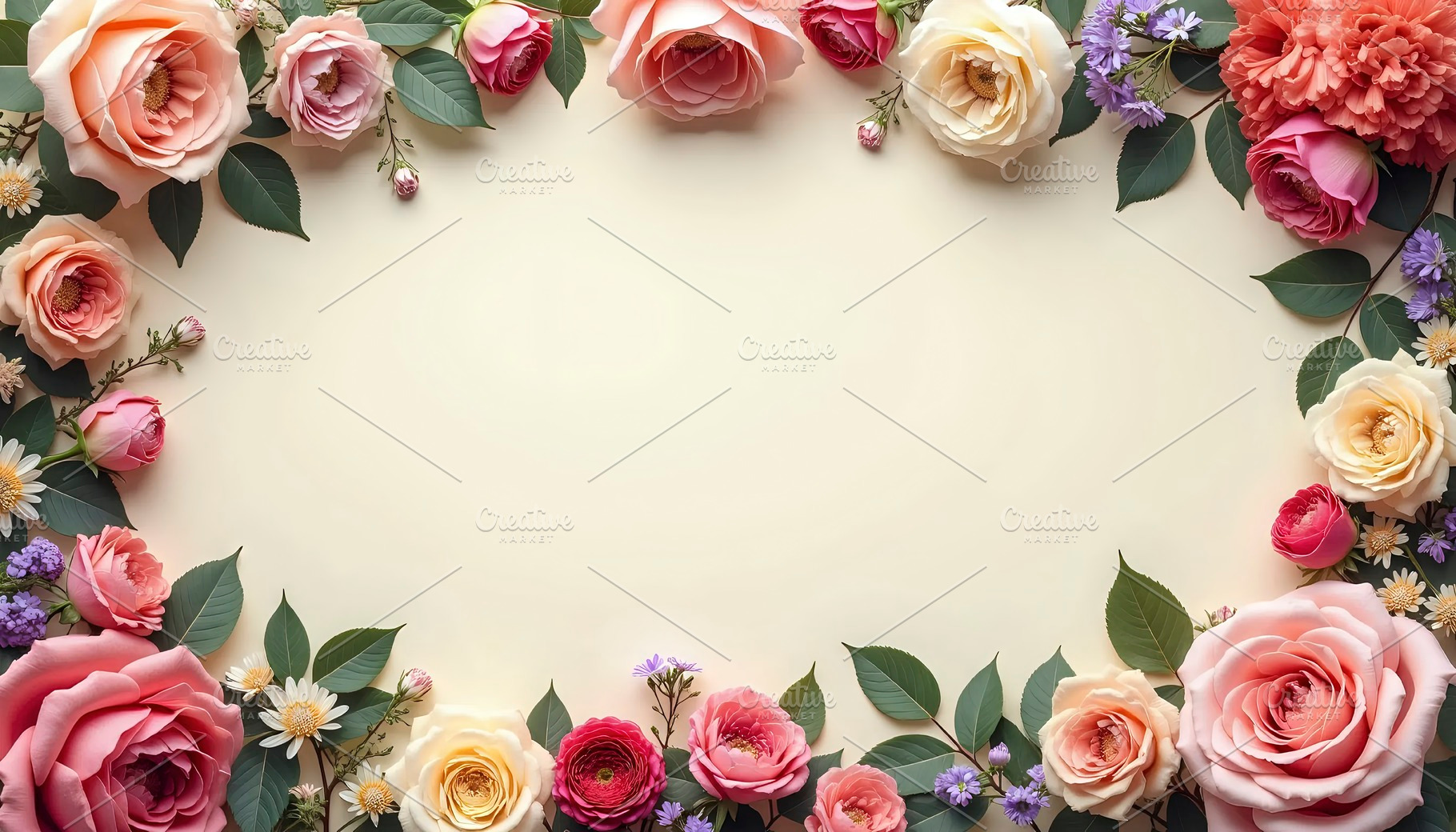 Vintage Botanical Flowers With Empty, a Photo by LOGOCREATIVE