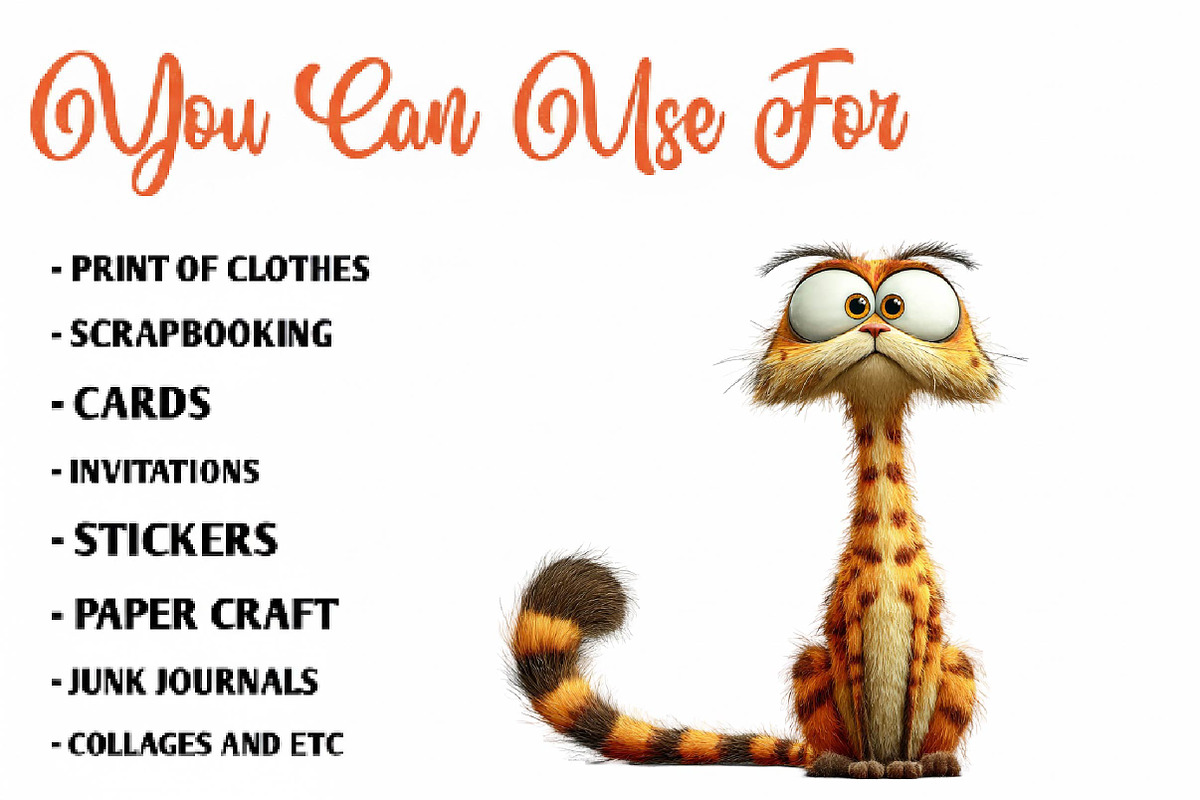 Quirky Cat Clipart PNG, a Seasonal Illustration by CreationArt (Photo 5 of 7)