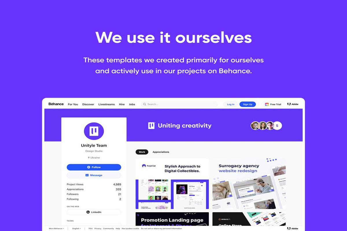 Behance & Dribbble Templates, an UI Kit Template by Lumina_ui_ux202 (Photo 6 of 6)