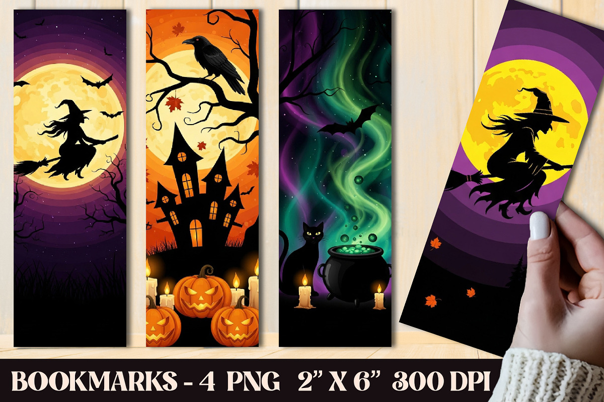 Halloween Witch Printable Bookmark, an Illustration by OK Design