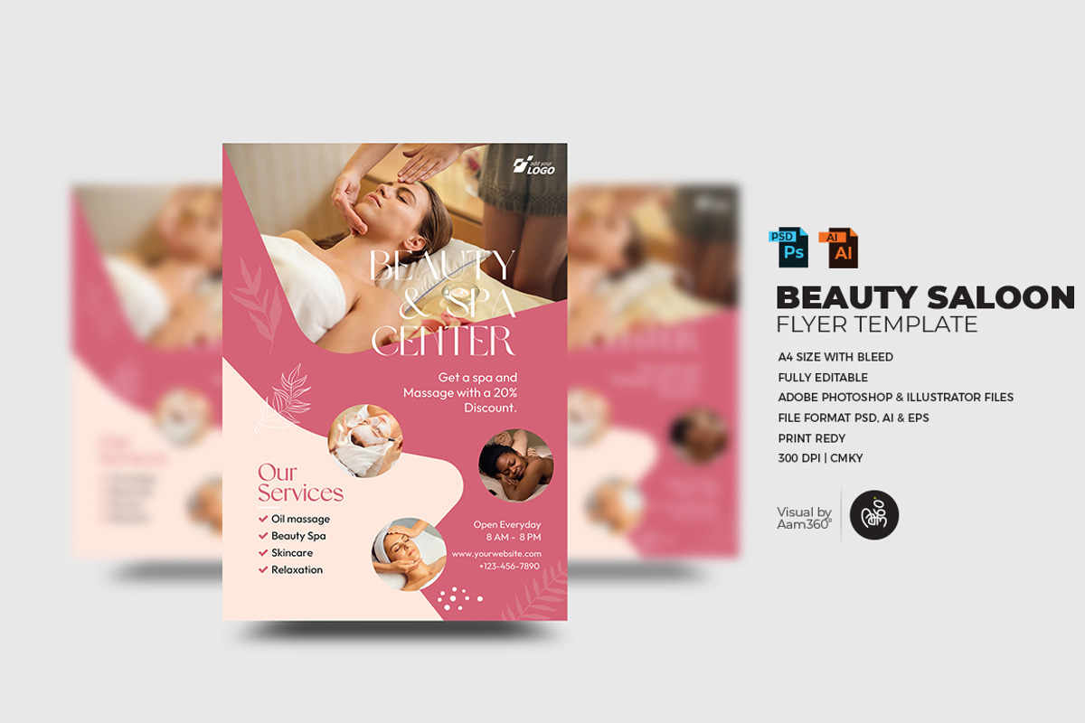 Beauty & Spa Center Flyer Template, a Flyer Template by Aam360 (Photo 1 of 3)
