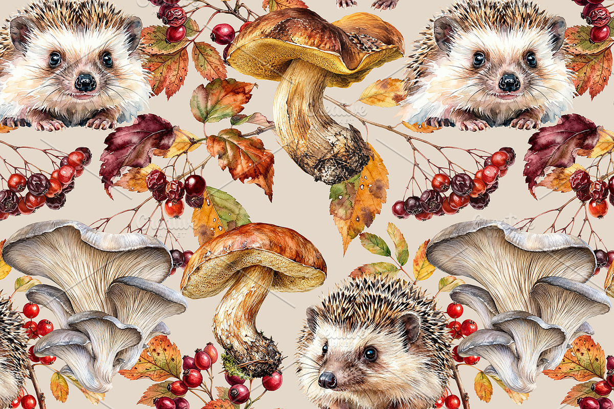 Mushroom seamless pattern, a Pattern Graphic by Elona Laff (Photo 3 of 4)