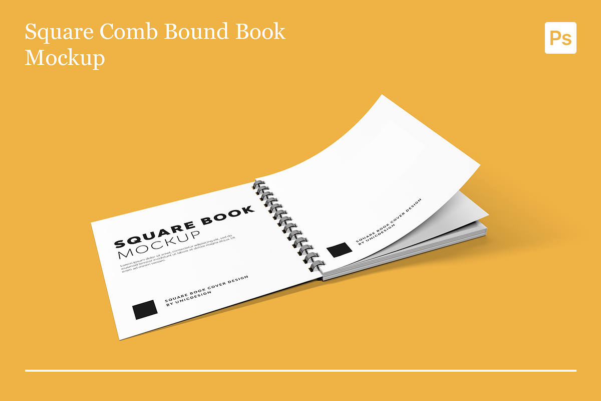 Square Comb Bound Book Mockups, a Books & Magazine Mockup by Xtrahive (Photo 5 of 8)