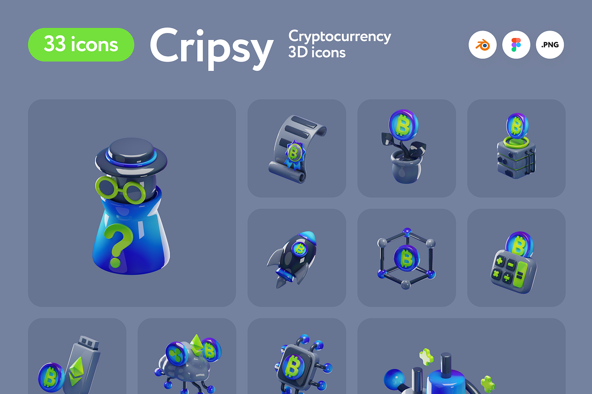 Cripsy Cryptocurrency 3D Icons, a 3D by Welovegraphics (Photo 10 of 10)