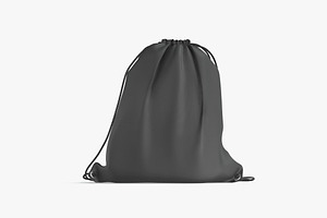 Black Drawstring Backpack 3D Model