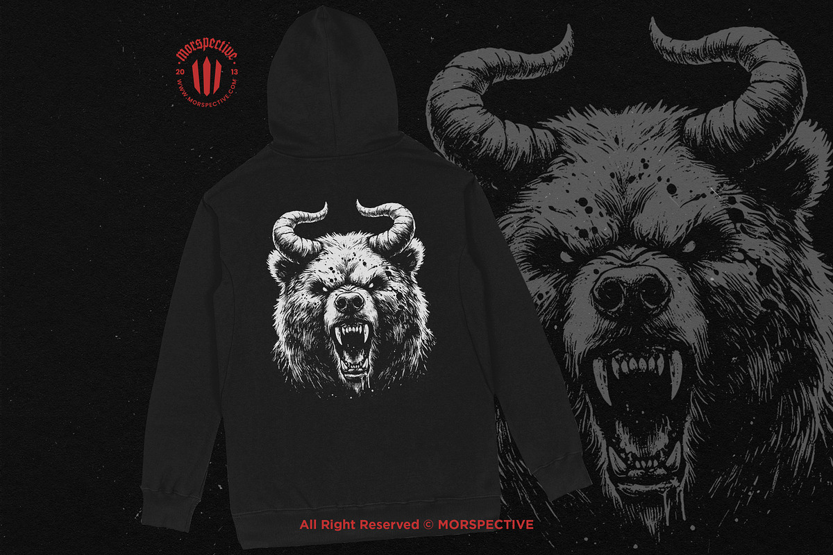 10 Bundle Dark Art Bear Horn Animal, an Illustration by Morspective (Photo 4 of 7)