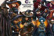 Dark Fantasy Halloween witches, a Seasonal Illustration by ThatsDesignArt (Thumbnail 1 of 17)