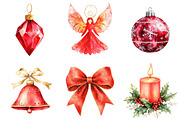 Chic Neon Red Christmas Clipart, a Seasonal Illustration by CitraGraphics (Thumbnail 2 of 7)
