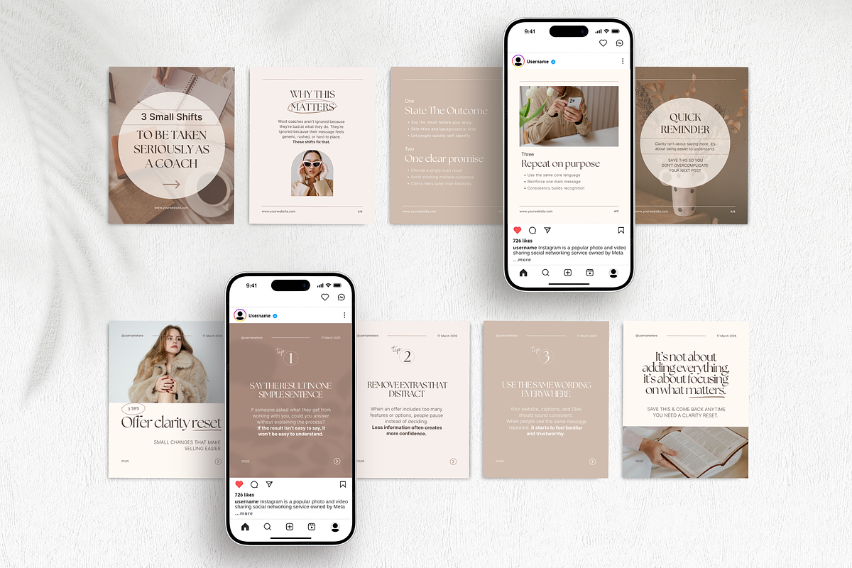 Coach Carousel Instagram Posts Beige, a Social Media Template by DigiPax (Photo 5 of 11)