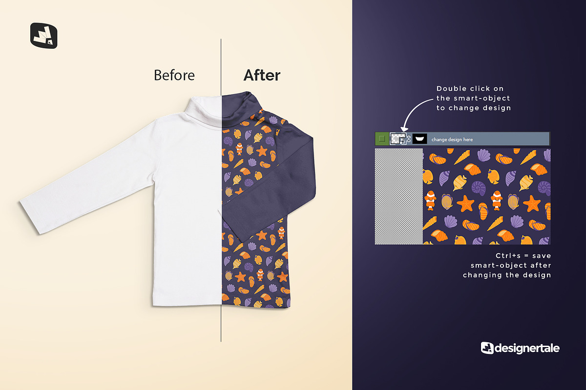 Toddler Turtle Neck Tshirt Mockup, a Shirt Mockup by Designertale (Photo 2 of 11)