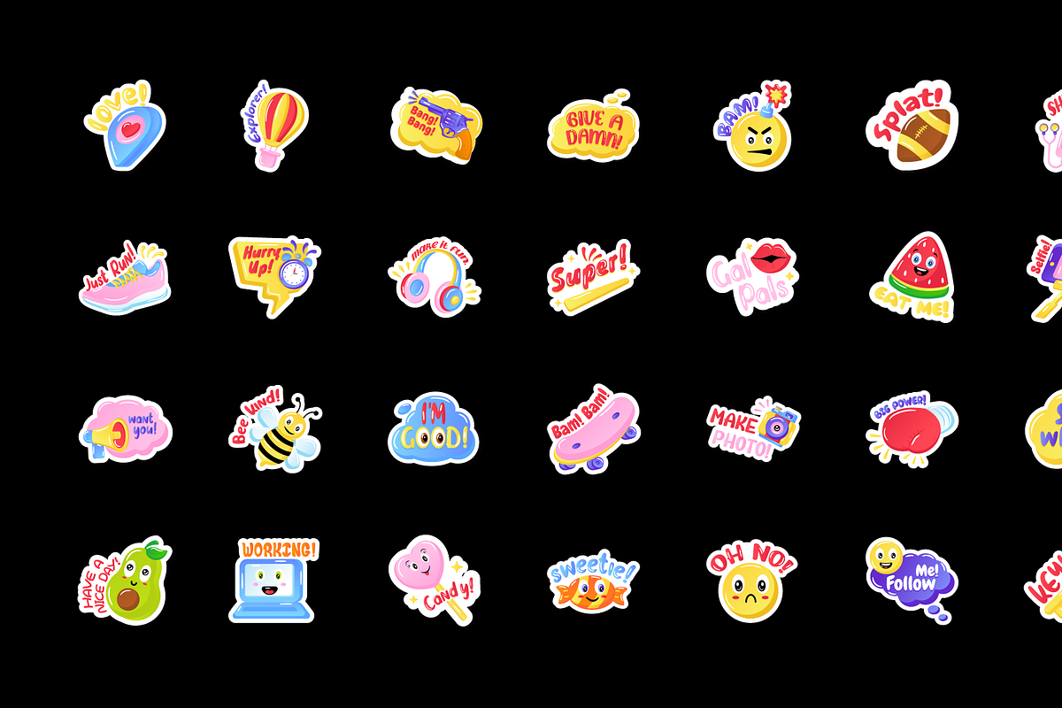 Groovy Sticker Set, an Emoji Icon by Brickclay (Photo 7 of 7)
