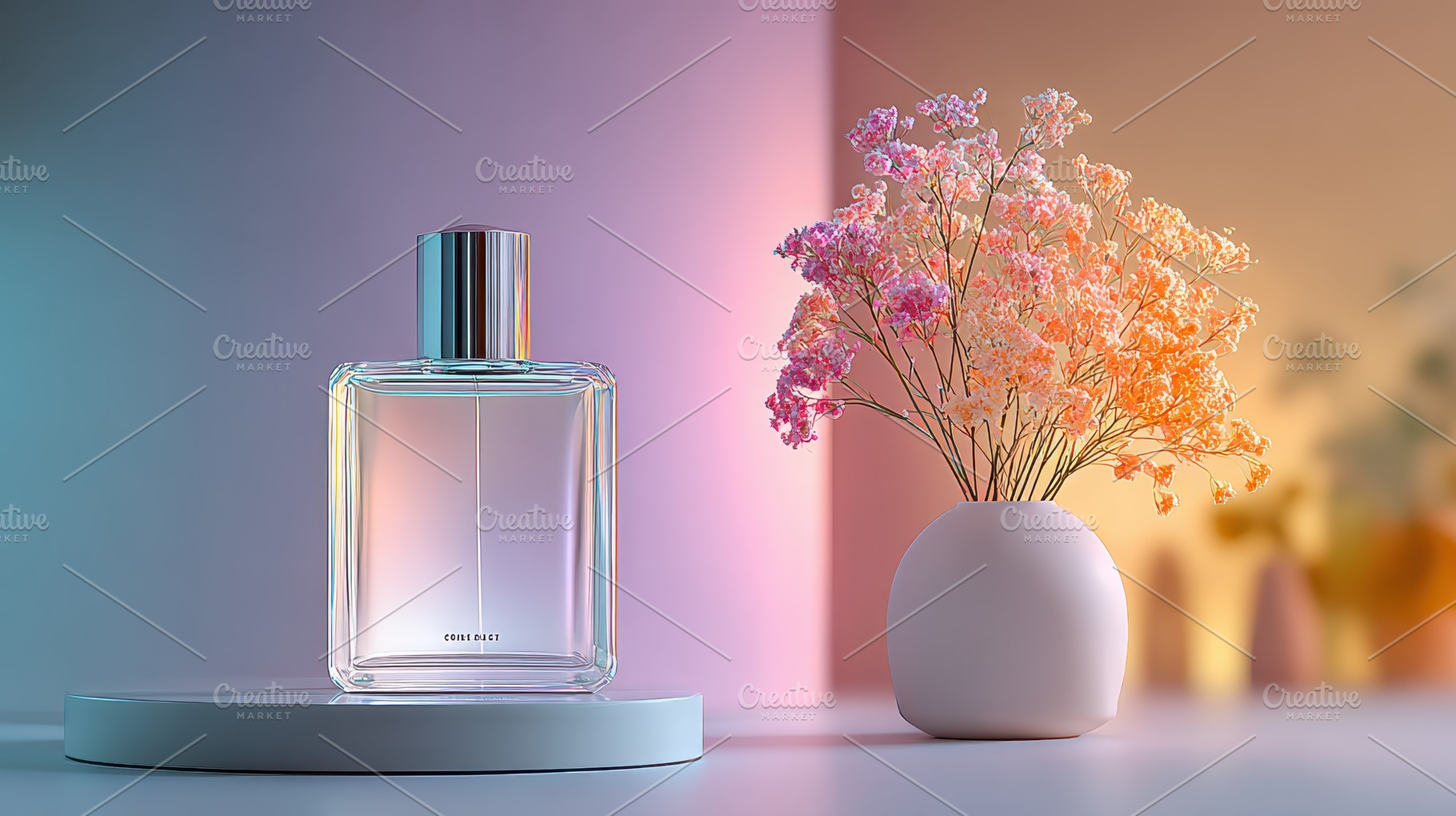 Elegant Perfume Bottle and Flowers M, a Photo by Pixeness Studio
