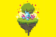 Fantasy world with cute monsters, an Animal Illustration by Andres Moncayo (Thumbnail 1 of 2)