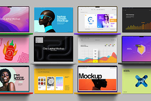 Laptop Mockup - 12 Clay MacBook, a Mockup by Avelina Studio