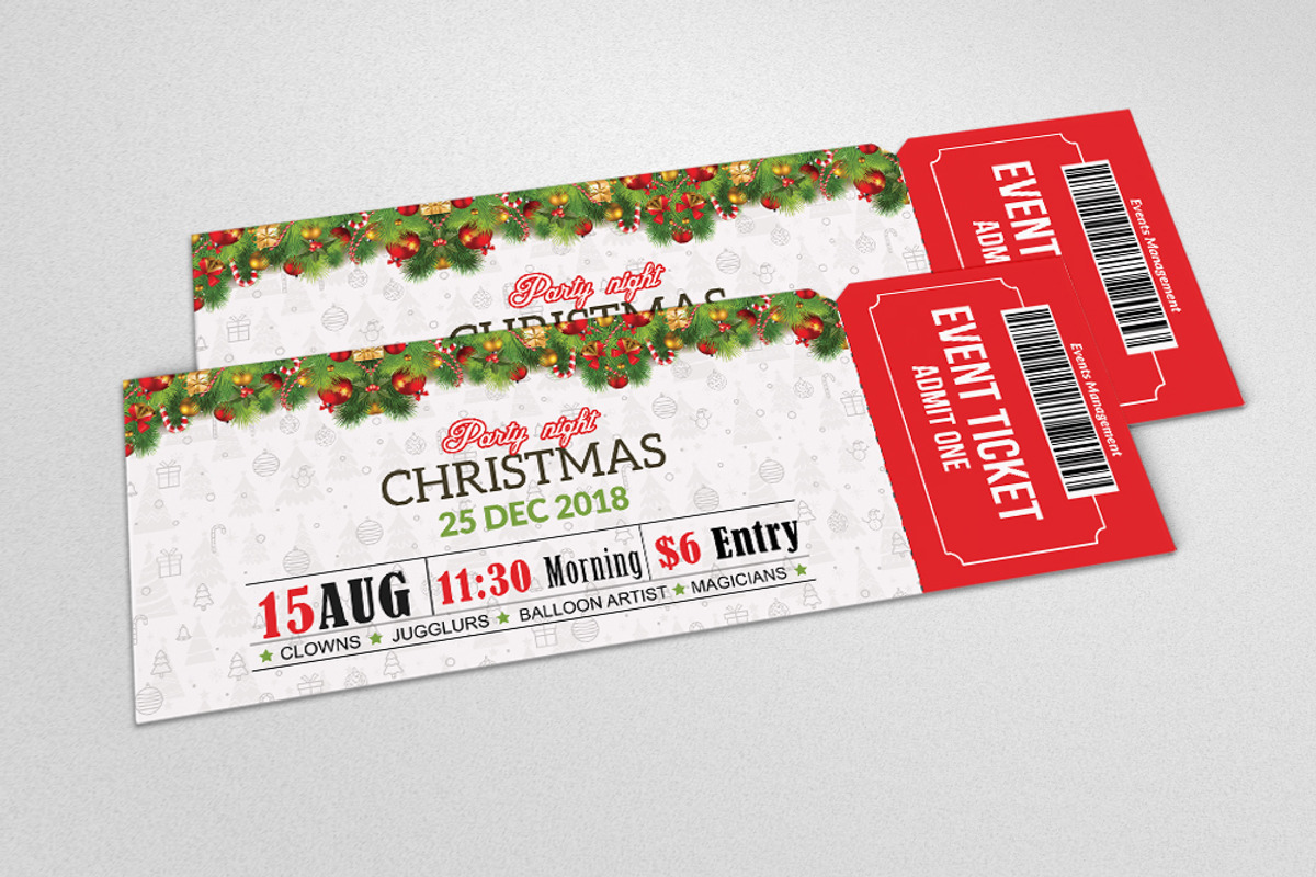 Christmas Ticket Print Templates, an Invitation Template by Psd Templates (Photo 2 of 3)