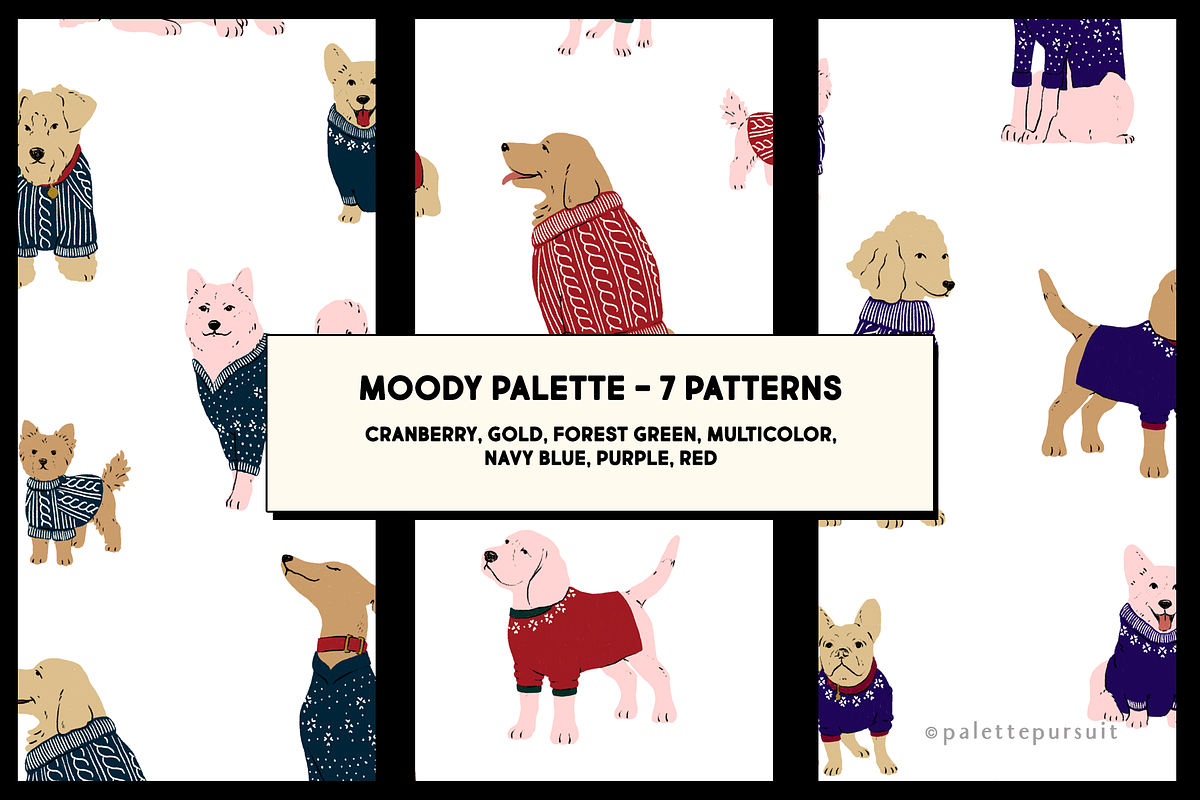 Dogs in Sweaters Seamless Patterns, a Pattern Graphic by Palette Pursuit (Photo 13 of 14)