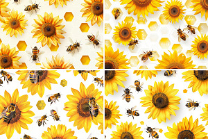 Sunflower Honey Bee Background