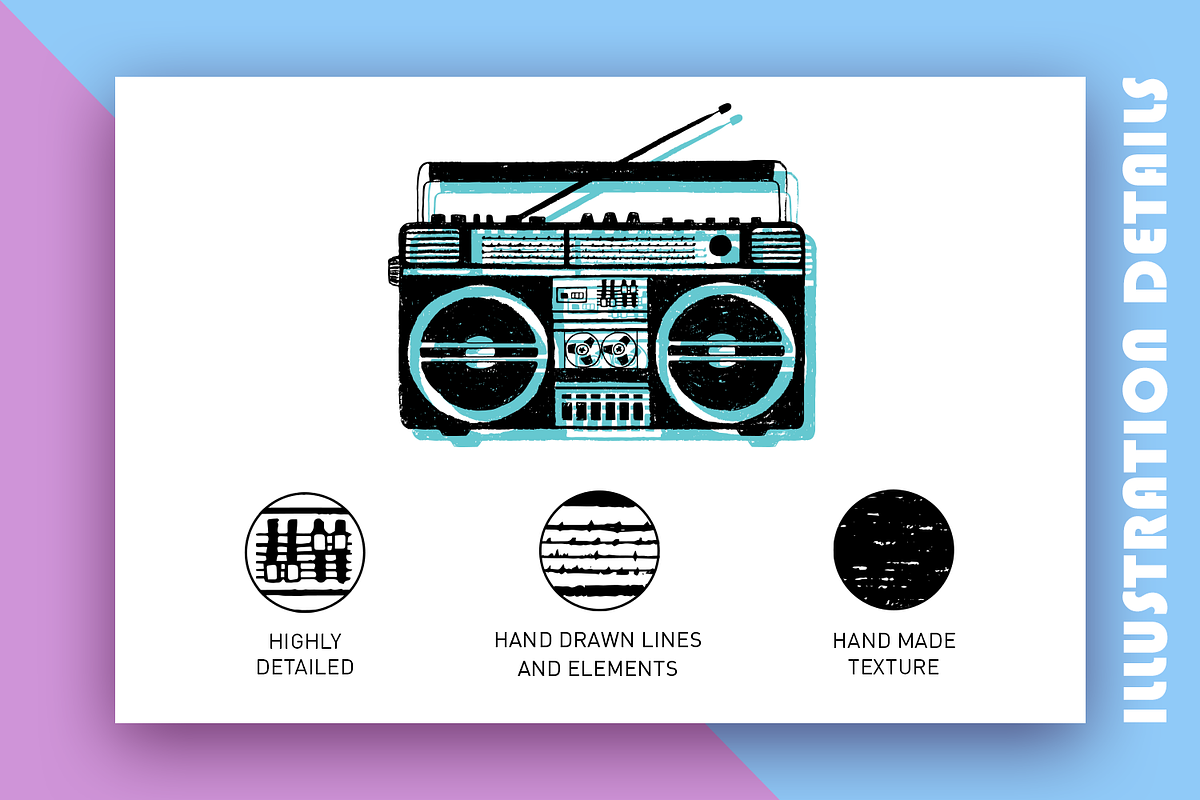 Back to the 90's. 15 Hand Drawn Pics, a Texture Illustration by Cosmic Store (Photo 3 of 8)