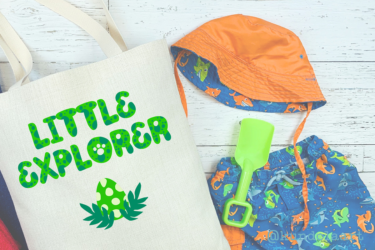 Dino green Font. Color cute dinosaur, a Font by KundolaArt (Photo 7 of 12)